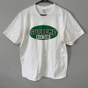 Supreme New York Graphic T-Shirt White Green Logo Made in USA Men’s Large